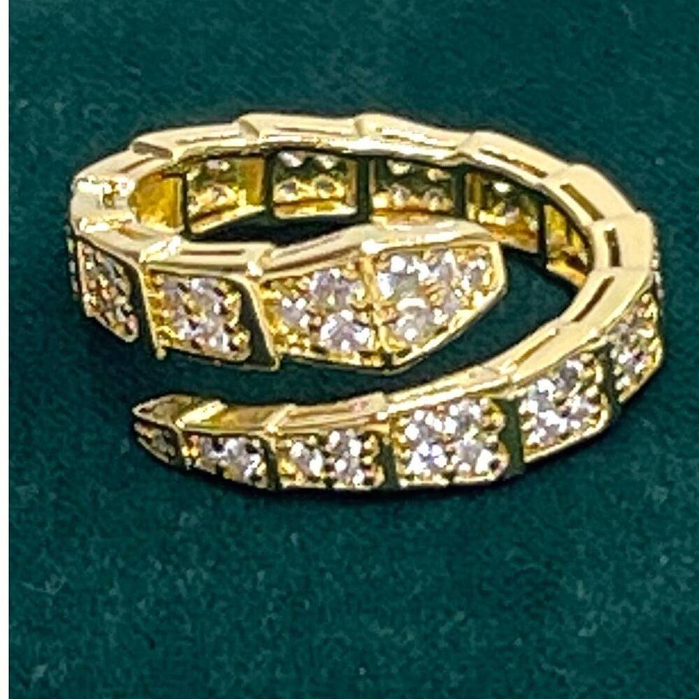 Snake Bone Ring Adjustable Bulgari Bvlgari STYLE Serpenti 14k Gold Plated AP23 - Picture 3 of 3